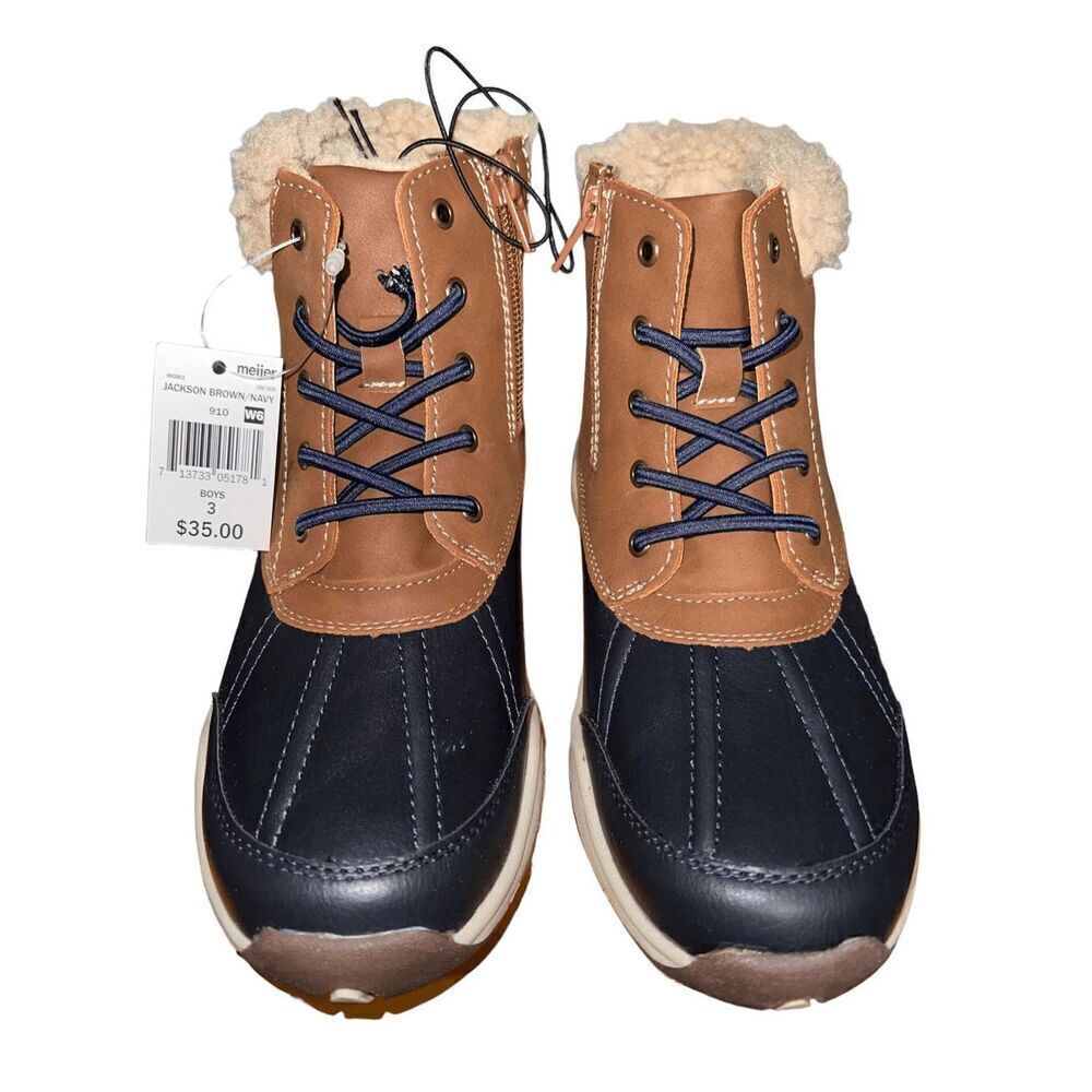 FALLS CREEK JACKSON BROWN/NAVY BOOTS BOYS SIZE 12 NWB